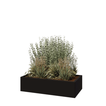 Teräksinen istutuslaatikko - Suorakaiteen muotoiset - 120 x 60 x 30 cm - RAL9005 matta (musta) - Ilman pohjalevyä