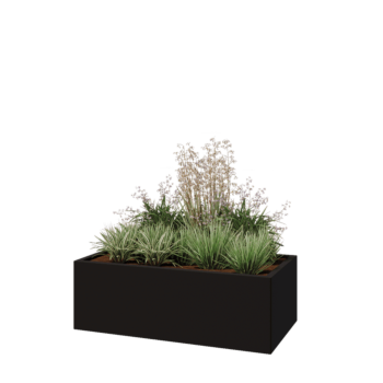 Teräksinen istutuslaatikko - Suorakaiteen muotoiset - 120 x 60 x 40 cm - RAL9005 matta (musta) - Ilman pohjalevyä