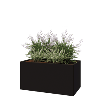 Teräksinen istutuslaatikko - Suorakaiteen muotoiset - 120 x 60 x 60 cm - RAL9005 matta (musta) - Pohjalevyllä