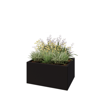 Teräksinen istutuslaatikko - Suorakaiteen muotoiset - 80 x 60 x 40 cm - RAL9005 matta (musta) - Ilman pohjalevyä