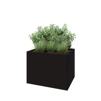 Teräksinen istutuslaatikko - Suorakaiteen muotoiset - 80 x 60 x 60 cm - RAL9005 matta (musta) - Ilman pohjalevyä