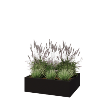 Teräksinen istutuslaatikko - Suorakaiteen muotoiset - 100 x 80 x 30 cm - RAL9005 matta (musta) - Pohjalevyllä