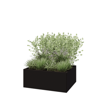 Teräksinen istutuslaatikko - Suorakaiteen muotoiset - 100 x 80 x 40 cm - RAL9005 matta (musta) - Ilman pohjalevyä