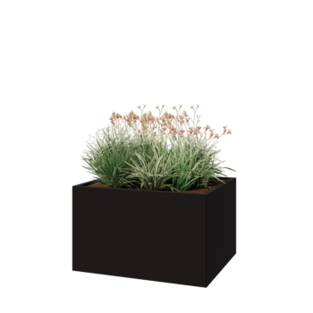 Teräksinen istutuslaatikko - Suorakaiteen muotoiset - 100 x 80 x 60 cm - RAL9005 matta (musta) - Pohjalevyllä