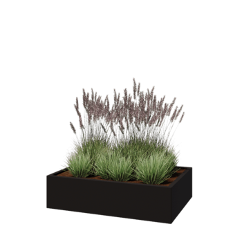 Teräksinen istutuslaatikko - Suorakaiteen muotoiset - 120 x 80 x 30 cm - RAL9005 matta (musta) - Pohjalevyllä