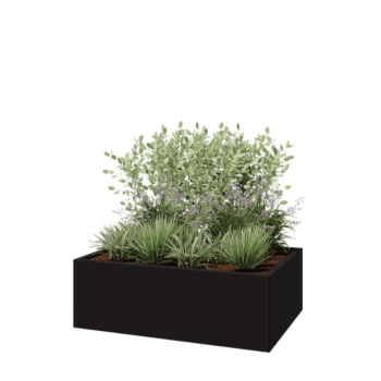 Teräksinen istutuslaatikko - Suorakaiteen muotoiset - 120 x 80 x 40 cm - RAL9005 matta (musta) - Pohjalevyllä