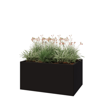 Teräksinen istutuslaatikko - Suorakaiteen muotoiset - 120 x 80 x 60 cm - RAL9005 matta (musta) - Pohjalevyllä