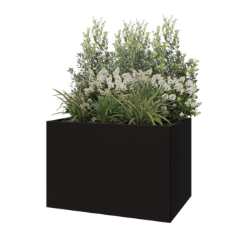 Teräksinen istutuslaatikko - Suorakaiteen muotoiset - 120 x 80 x 80 cm - RAL9005 matta (musta) - Pohjalevyllä