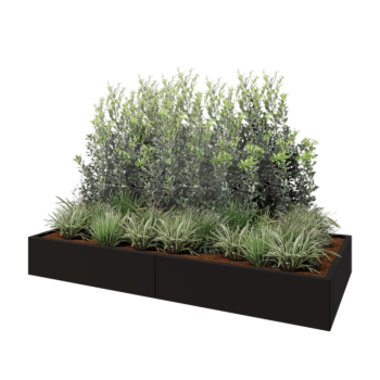 Teräksinen istutuslaatikko XXL - Suorakaiteen muotoiset - 240 x 100 x 30 cm - RAL9005 matta (musta) - Ilman pohjalevyä