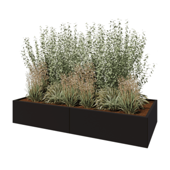 Teräksinen istutuslaatikko XXL - Suorakaiteen muotoiset - 240 x 100 x 40 cm - RAL9005 matta (musta) - Ilman pohjalevyä