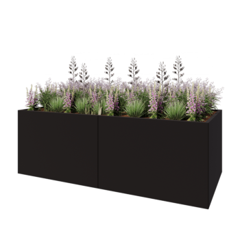 Teräksinen istutuslaatikko XXL - Suorakaiteen muotoiset - 240 x 100 x 80 cm - RAL9005 matta (musta) - Ilman pohjalevyä