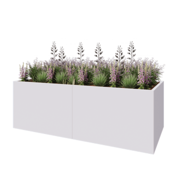 Teräksinen istutuslaatikko XXL - Suorakaiteen muotoiset - 240 x 100 x 80 cm - RAL9010 matta (valkoinen) - Ilman pohjalevyä