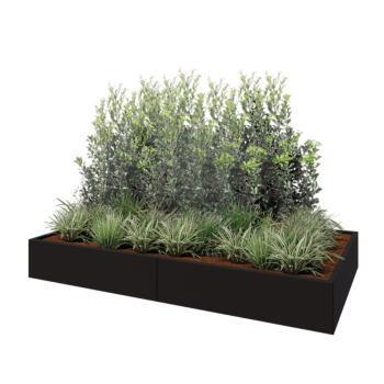 Teräksinen istutuslaatikko XXL - Suorakaiteen muotoiset - 240 x 120 x 30 cm - RAL9005 matta (musta) - Pohjalevyllä