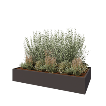 Teräksinen istutuslaatikko XXL - Suorakaiteen muotoiset - 240 x 120 x 40 cm - RAL7016 matta (antrasiitinharmaa) - Pohjalevyllä