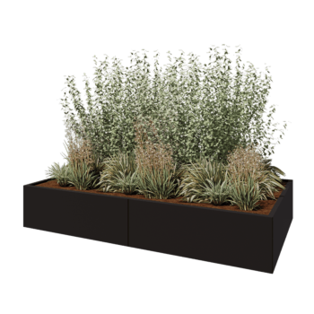 Teräksinen istutuslaatikko XXL - Suorakaiteen muotoiset - 240 x 120 x 40 cm - RAL9005 matta (musta) - Ilman pohjalevyä