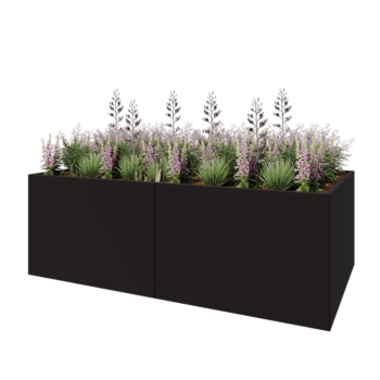 Teräksinen istutuslaatikko XXL - Suorakaiteen muotoiset - 240 x 120 x 80 cm - RAL9005 matta (musta) - Pohjalevyllä