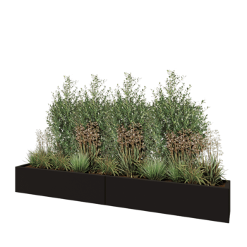 Teräksinen istutuslaatikko XXL - Suorakaiteen muotoiset - 240 x 30 x 30 cm - RAL9005 matta (musta) - Pohjalevyllä