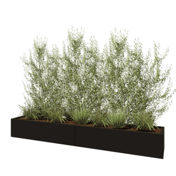 Teräksinen istutuslaatikko XXL - Suorakaiteen muotoiset - 240 x 40 x 30 cm - RAL9005 matta (musta) - Pohjalevyllä