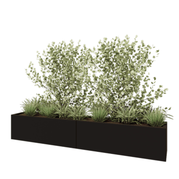 Teräksinen istutuslaatikko XXL - Suorakaiteen muotoiset - 240 x 40 x 40 cm - RAL9005 matta (musta) - Pohjalevyllä