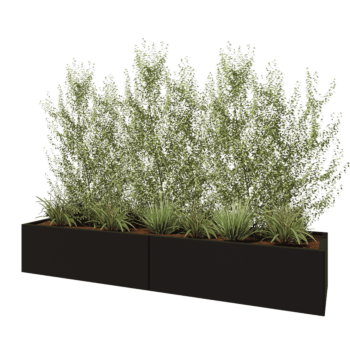 Teräksinen istutuslaatikko XXL - Suorakaiteen muotoiset - 240 x 60 x 40 cm - RAL9005 matta (musta) - Pohjalevyllä