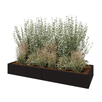 Teräksinen istutuslaatikko XXL - Suorakaiteen muotoiset - 240 x 80 x 30 cm - RAL9005 matta (musta) - Pohjalevyllä