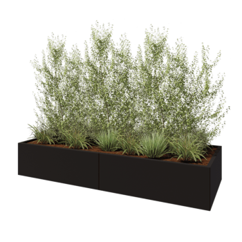 Teräksinen istutuslaatikko XXL - Suorakaiteen muotoiset - 240 x 80 x 40 cm - RAL9005 matta (musta) - Pohjalevyllä