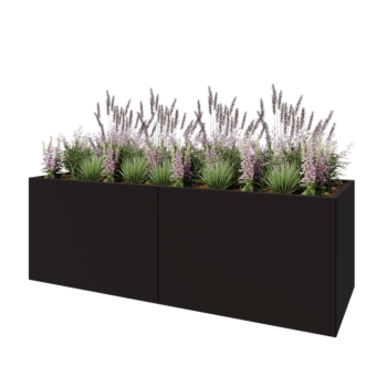 Teräksinen istutuslaatikko XXL - Suorakaiteen muotoiset - 240 x 80 x 80 cm - RAL9005 matta (musta) - Pohjalevyllä