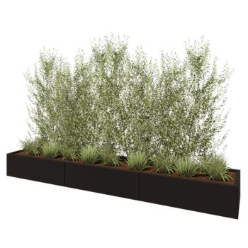 Teräksinen istutuslaatikko XXL - Suorakaiteen muotoiset - 300 x 50 x 30 cm - RAL9005 matta (musta) - Ilman pohjalevyä