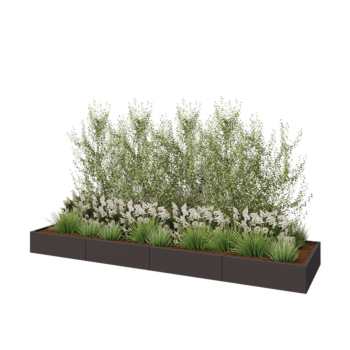 Teräksinen istutuslaatikko XXL - Suorakaiteen muotoiset - 400 x 100 x 30 cm - RAL7016 matta (antrasiitinharmaa) - Pohjalevyllä