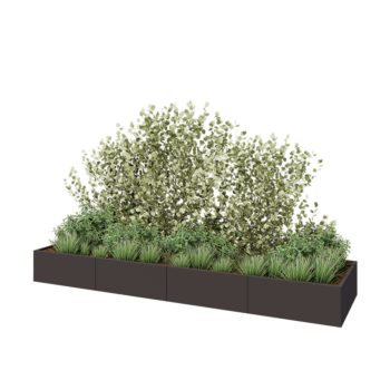 Teräksinen istutuslaatikko XXL - Suorakaiteen muotoiset - 400 x 100 x 40 cm - RAL7016 matta (antrasiitinharmaa) - Pohjalevyllä