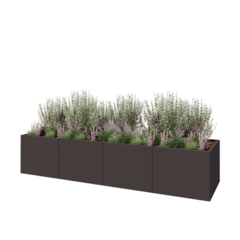 Teräksinen istutuslaatikko XXL - Suorakaiteen muotoiset - 400 x 100 x 80 cm - RAL7016 matta (antrasiitinharmaa) - Pohjalevyllä