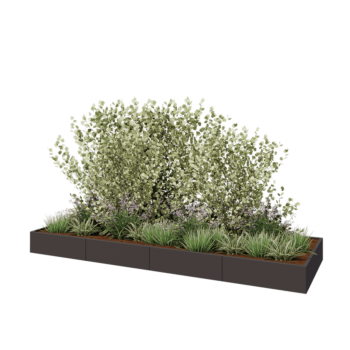 Teräksinen istutuslaatikko XXL - Suorakaiteen muotoiset - 400 x 120 x 30 cm - RAL7016 matta (antrasiitinharmaa) - Pohjalevyllä