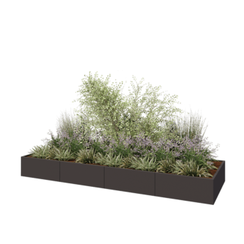 Teräksinen istutuslaatikko XXL - Suorakaiteen muotoiset - 400 x 120 x 40 cm - RAL7016 matta (antrasiitinharmaa) - Ilman pohjalevyä