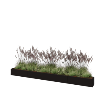 Teräksinen istutuslaatikko XXL - Suorakaiteen muotoiset - 400 x 30 x 30 cm - RAL9005 matta (musta) - Ilman pohjalevyä