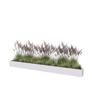 Teräksinen istutuslaatikko XXL - Suorakaiteen muotoiset - 400 x 30 x 30 cm - RAL9010 matta (valkoinen) - Pohjalevyllä