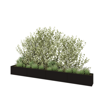 Teräksinen istutuslaatikko XXL - Suorakaiteen muotoiset - 400 x 30 x 40 cm - RAL9005 matta (musta) - Pohjalevyllä