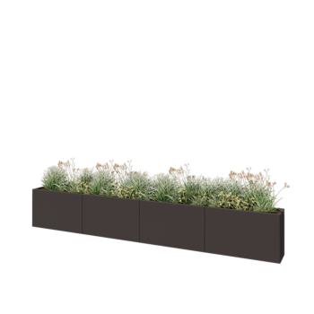 Teräksinen istutuslaatikko XXL - Suorakaiteen muotoiset - 400 x 30 x 60 cm - RAL7016 matta (antrasiitinharmaa) - Pohjalevyllä