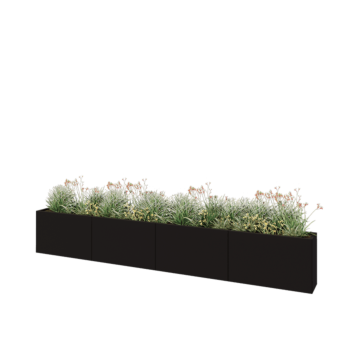 Teräksinen istutuslaatikko XXL - Suorakaiteen muotoiset - 400 x 30 x 60 cm - RAL9005 matta (musta) - Ilman pohjalevyä