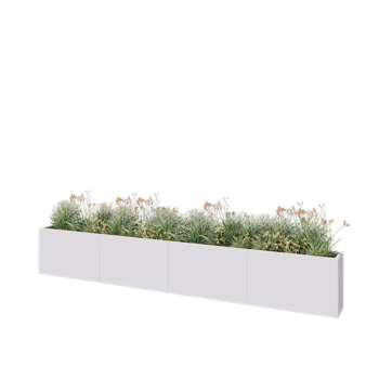 Teräksinen istutuslaatikko XXL - Suorakaiteen muotoiset - 400 x 30 x 60 cm - RAL9010 matta (valkoinen) - Pohjalevyllä