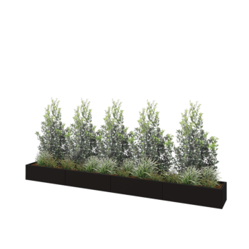 Teräksinen istutuslaatikko XXL - Suorakaiteen muotoiset - 400 x 40 x 30 cm - RAL9005 matta (musta) - Ilman pohjalevyä