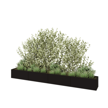 Teräksinen istutuslaatikko XXL - Suorakaiteen muotoiset - 400 x 40 x 40 cm - RAL9005 matta (musta) - Pohjalevyllä