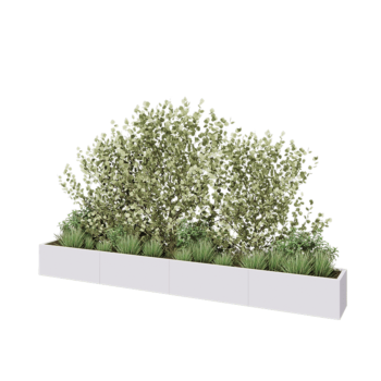 Teräksinen istutuslaatikko XXL - Suorakaiteen muotoiset - 400 x 40 x 40 cm - RAL9010 matta (valkoinen) - Pohjalevyllä