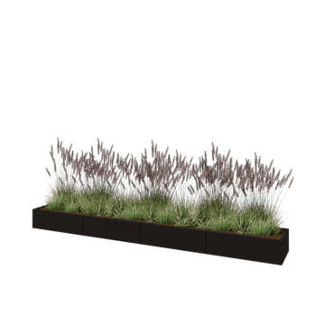 Teräksinen istutuslaatikko XXL - Suorakaiteen muotoiset - 400 x 50 x 30 cm - RAL9005 matta (musta) - Pohjalevyllä