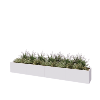 Teräksinen istutuslaatikko XXL - Suorakaiteen muotoiset - 400 x 50 x 50 cm - RAL9005 matta (musta) - Pohjalevyllä