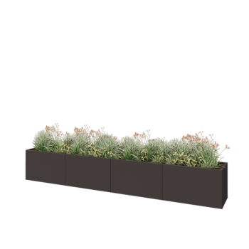 Teräksinen istutuslaatikko XXL - Suorakaiteen muotoiset - 400 x 50 x 60 cm - RAL7016 matta (antrasiitinharmaa) - Pohjalevyllä