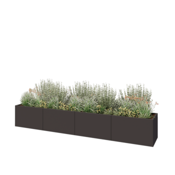 Teräksinen istutuslaatikko XXL - Suorakaiteen muotoiset - 400 x 60 x 60 cm - RAL7016 matta (antrasiitinharmaa) - Ilman pohjalevyä