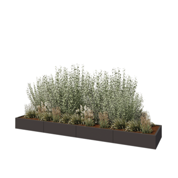 Teräksinen istutuslaatikko XXL - Suorakaiteen muotoiset - 400 x 80 x 30 cm - RAL7016 matta (antrasiitinharmaa) - Pohjalevyllä