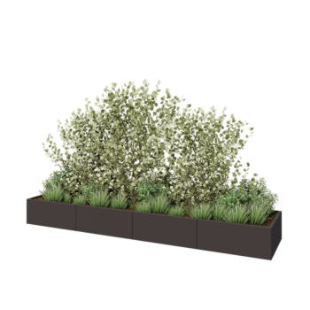 Teräksinen istutuslaatikko XXL - Suorakaiteen muotoiset - 400 x 80 x 40 cm - RAL7016 matta (antrasiitinharmaa) - Pohjalevyllä