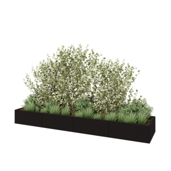 Teräksinen istutuslaatikko XXL - Suorakaiteen muotoiset - 400 x 80 x 40 cm - RAL9005 matta (musta) - Ilman pohjalevyä