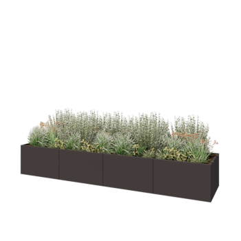 Teräksinen istutuslaatikko XXL - Suorakaiteen muotoiset - 400 x 80 x 60 cm - RAL7016 matta (antrasiitinharmaa) - Pohjalevyllä